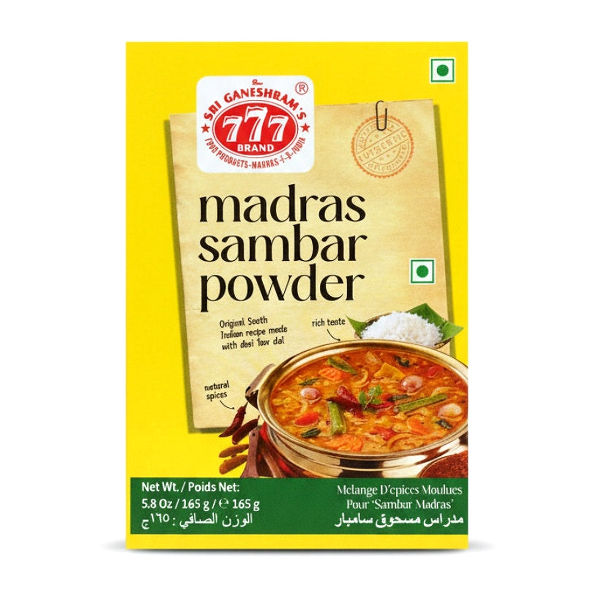 777 Madras Sambar Pwdr 165G - Spices & Curry Powder - Buy Online at Thurga Grocery