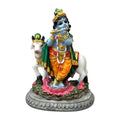 Bala Krishna Playing Flute W/ Cow Statue - Cooking Essential & Kitchen Appliance - Buy Online at Thurga Grocery