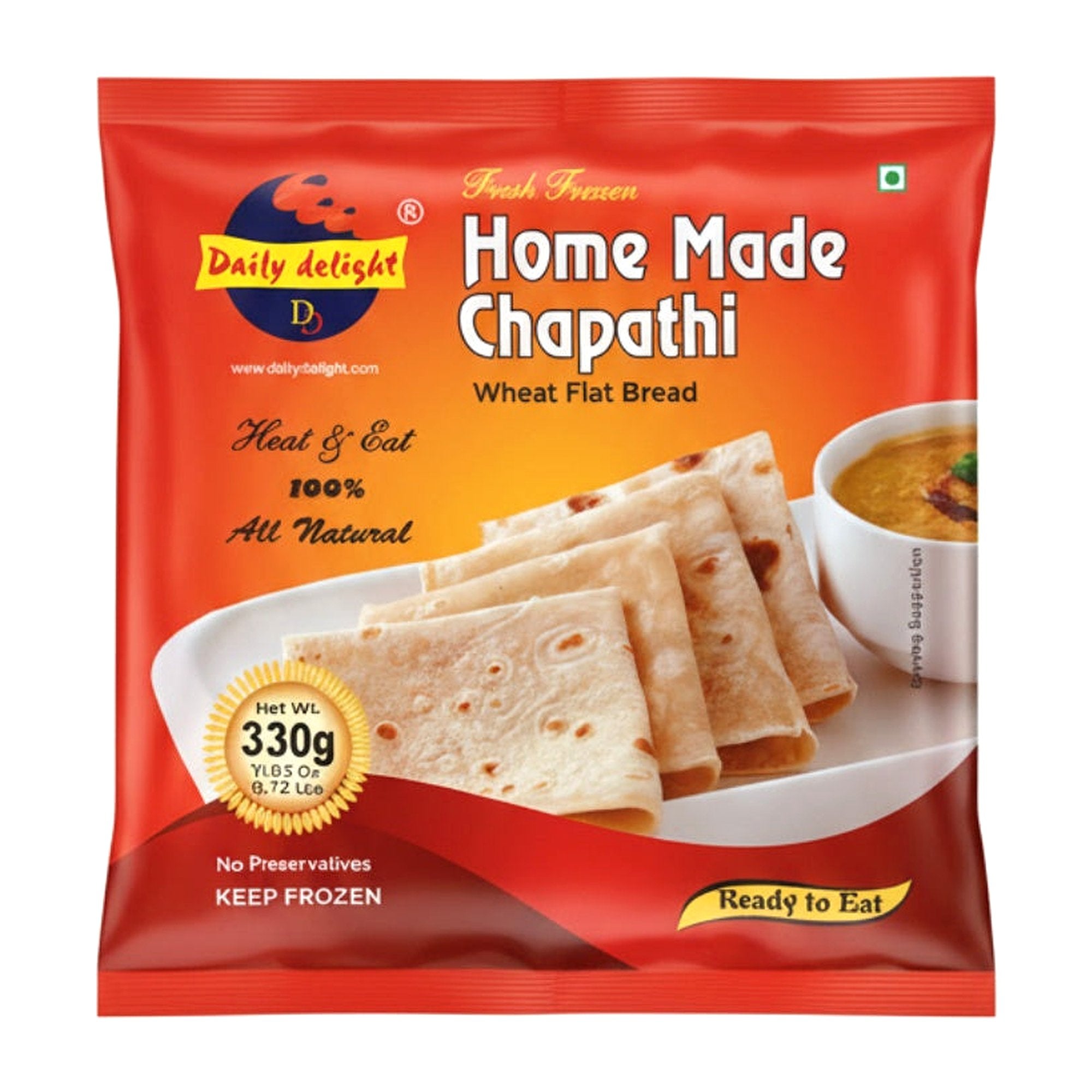 Daily Delight Home Made Chapathi 330G - Frozen - Buy Online at Thurga Grocery