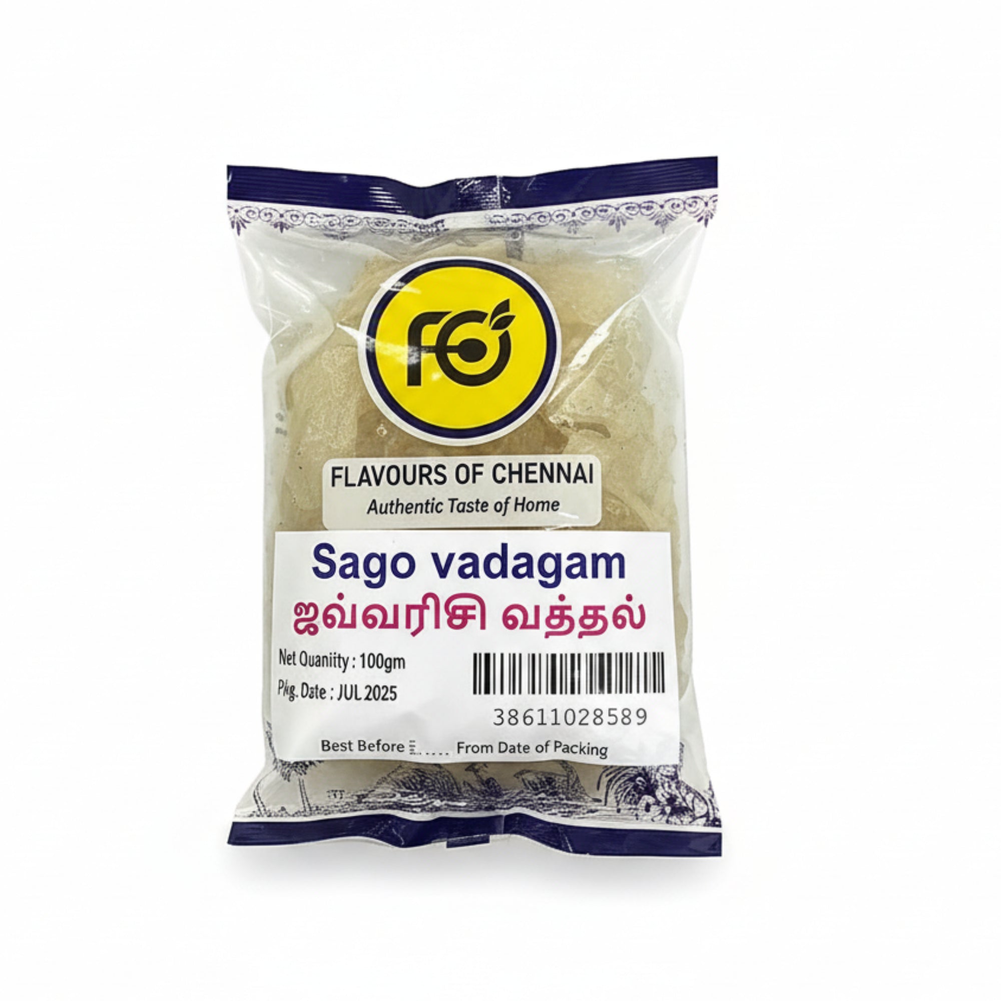 Flavours Of Chennai Sago Vadagam 100g - Dehydrated foods - Buy Online at Thurga Grocery