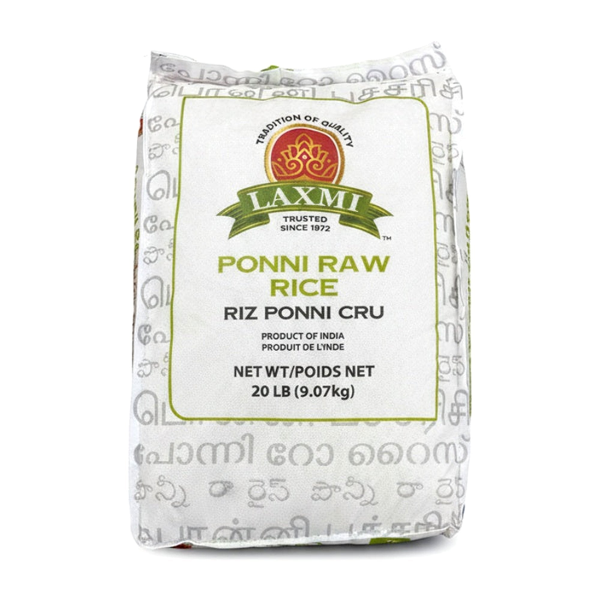 Laxmi Ponni Raw Rice 20Lb - Rice & Flours - Buy Online at Thurga Grocery