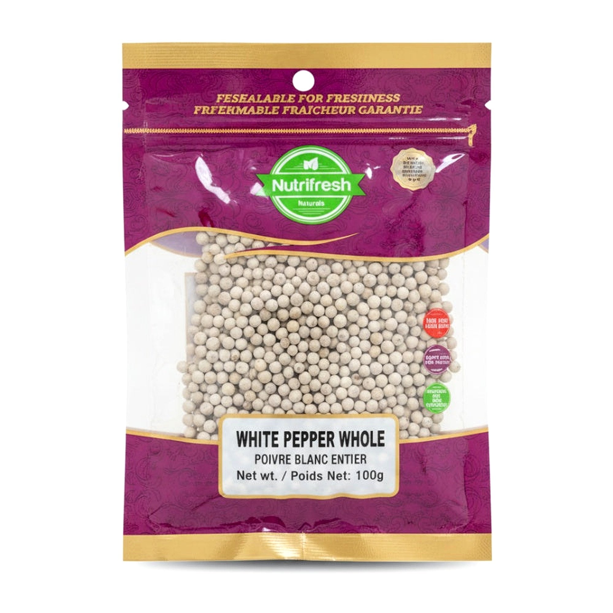 Nutrifresh White Pepper Whole 100G - Spices & Curry Powder - Buy Online at Thurga Grocery