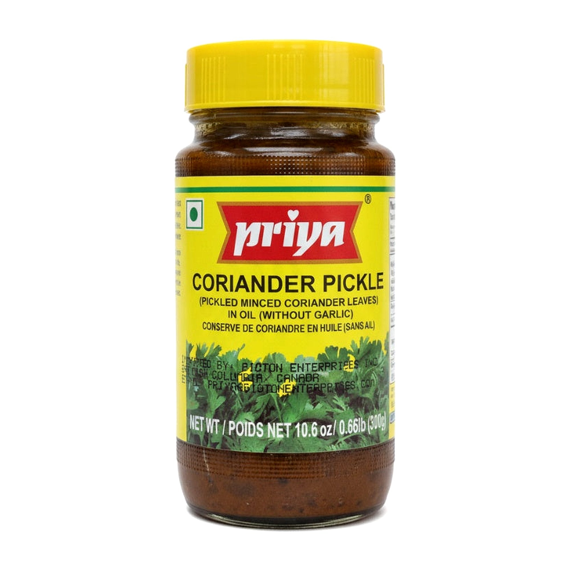 PRIYA CORIANDER PICKLE W/OUT GARLIC 300G