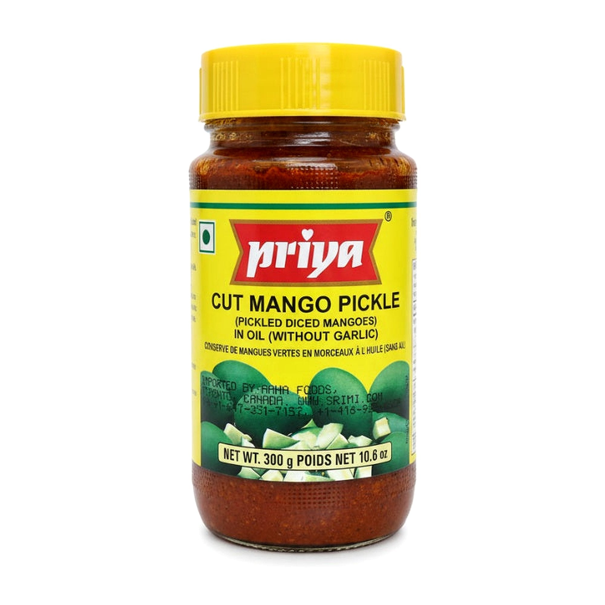 Priya Cut Mango Pickle W/Out Garlic 300G - Condiments & Pickles - Buy Online at Thurga Grocery
