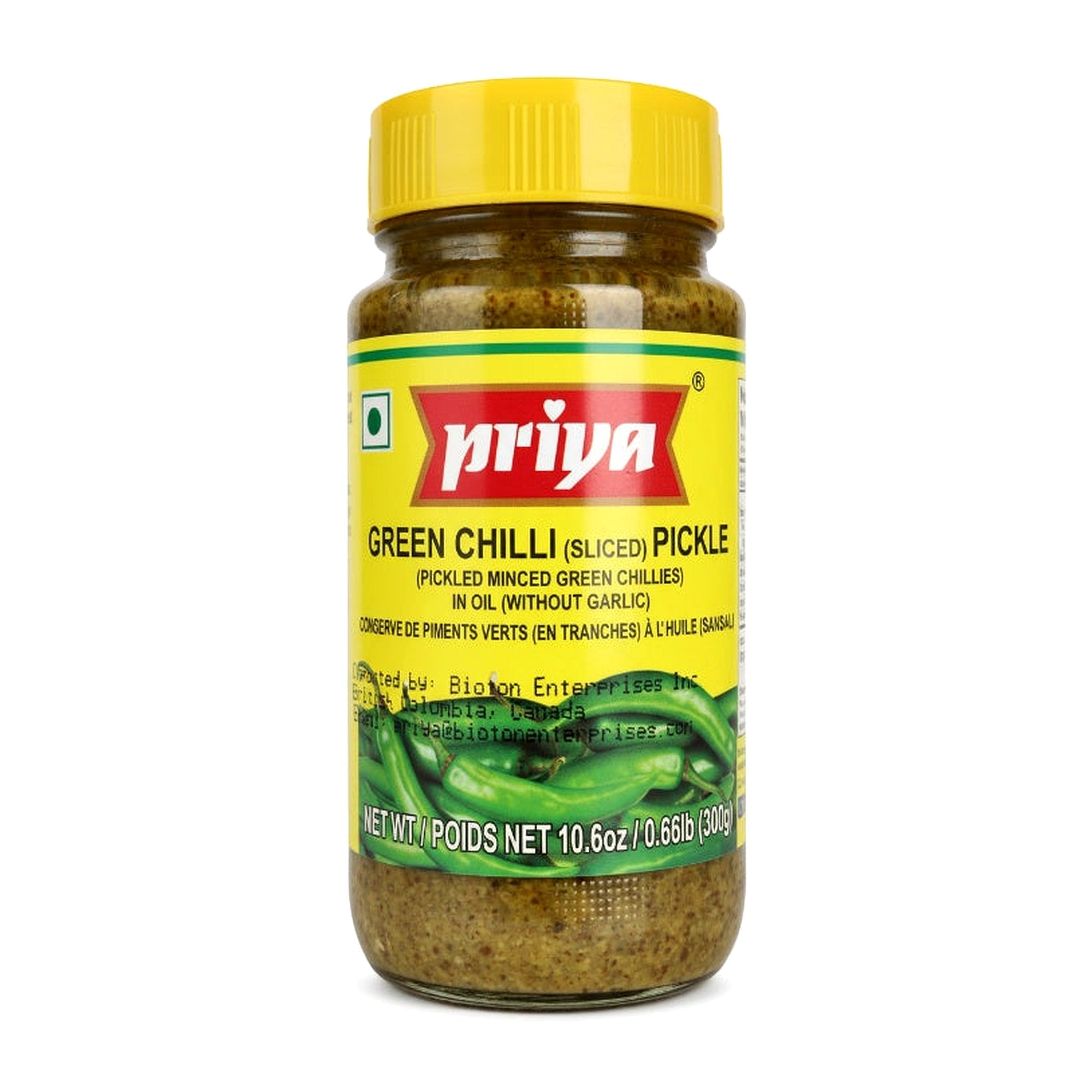 Priya Green Chilli Pickle W/Out Garlic 300G - Condiments & Pickles - Buy Online at Thurga Grocery